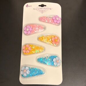 Kids Floral Hair Clips Set - Pink, Yellow, Blue